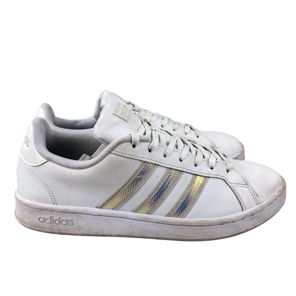 Adidas Women's Size 9.5 Grand Court White Aluminum Lace-Up Sneakers Shoes FW3734